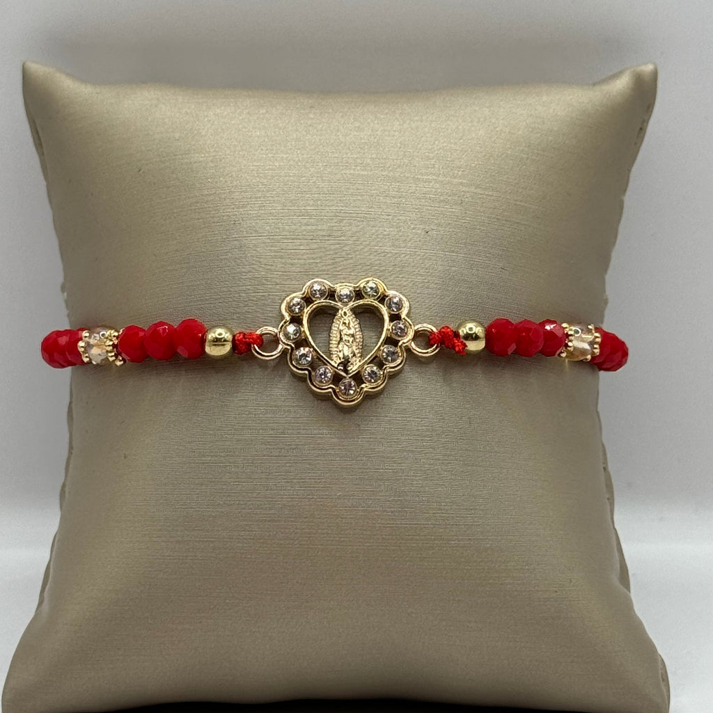 Heart Virgin de Guadalupe red & gold