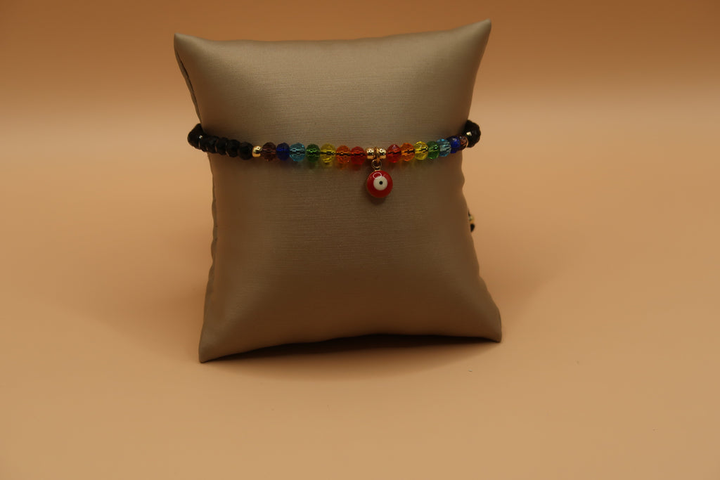 Black evil eye Rainbow Sparkle bracelet