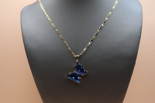 Blue diamond butterfly necklace