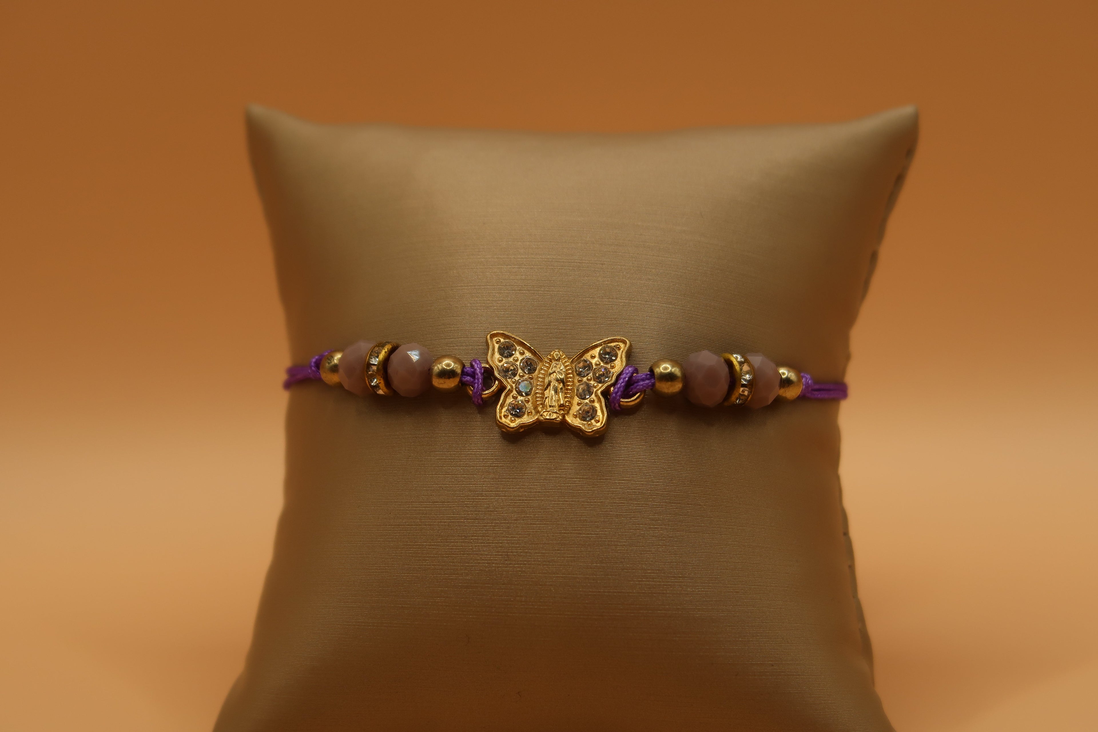 Virgin De Guadalupe Purple Butterfly Evil Eye Bracelet