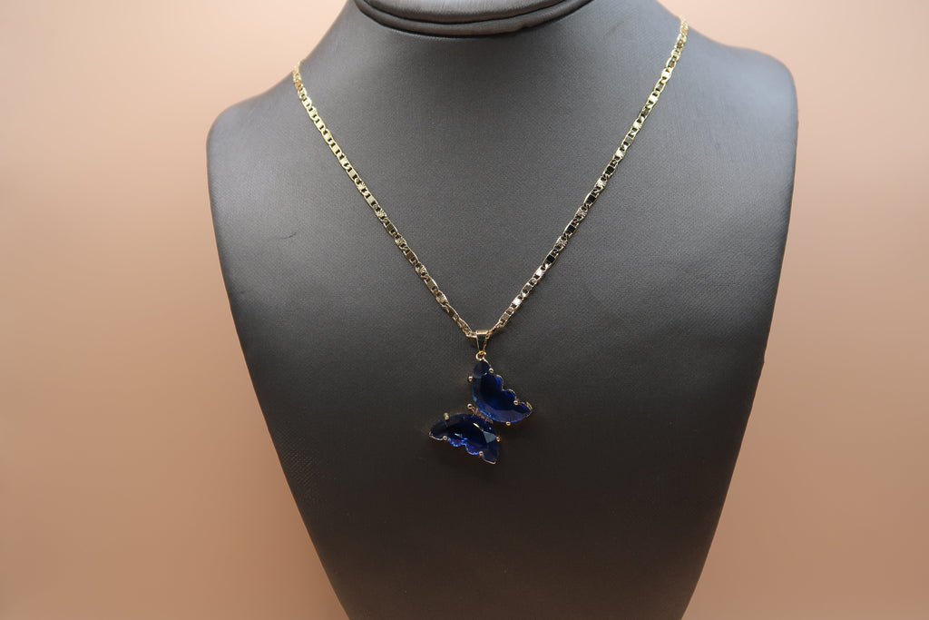 Blue diamond butterfly necklace