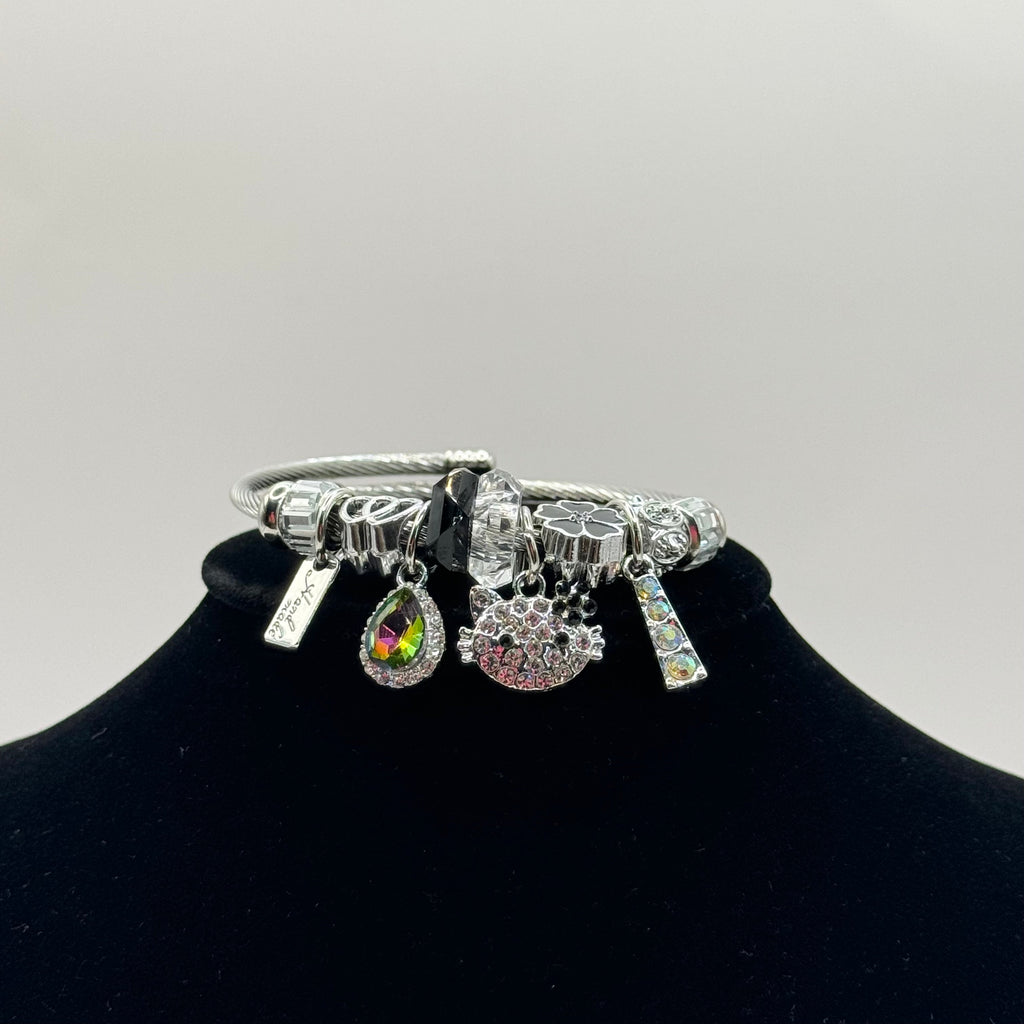 HK Silver & Black Charm Bracelet